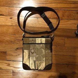 Brown patched coach purse